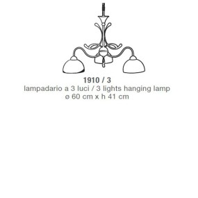 Lampadario classico LAM 1910 3 E14 LED metallo vetro sospensione