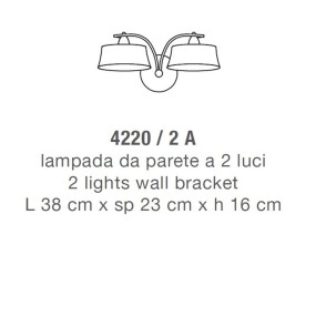 Applique classico LAM 4220 2A E14 LED metallo vetro lampada parete