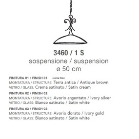 Lampadario classico LAM 3460 1S E27 LED vetro sospensione