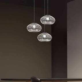 Lampadario vetro Sikrea ALFEA C 4950 E27 LED trasparente lampada soffitto moderna classica