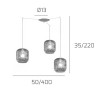 Lampadario moderno Top Light TENDER 1181 CR S3 S FU E27 LED vetro sospensione