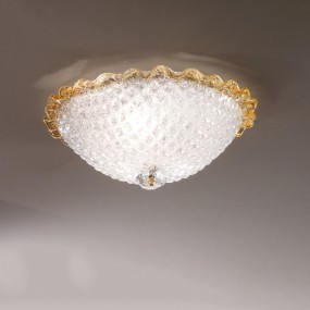 Plafoniera moderna DUE P HIVE 2698 PLM E27 LED vetro graniglia lampada soffitto
