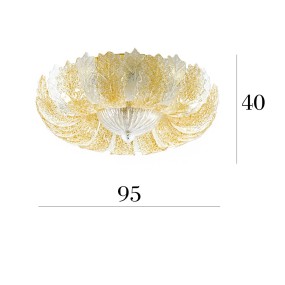 Plafoniera classica Padana Lampadari SISSI 912 PLG E27 LED vetro cristallo ambra lampada soffitto